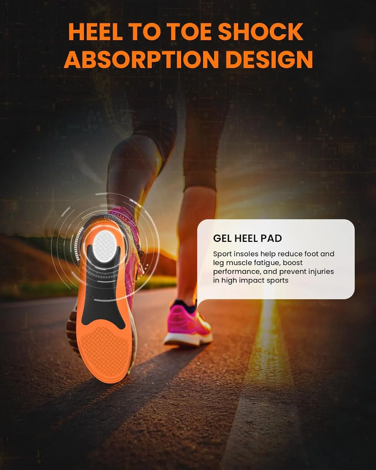 Welnove Performance Running Insoles for Men & Women - Shock Absorption Athletic Shoe Inserts with Low Arch Support, Reduce Muscle Fatigue, Prevent Injuries & Boost Speed - Sneaker Inserts - L