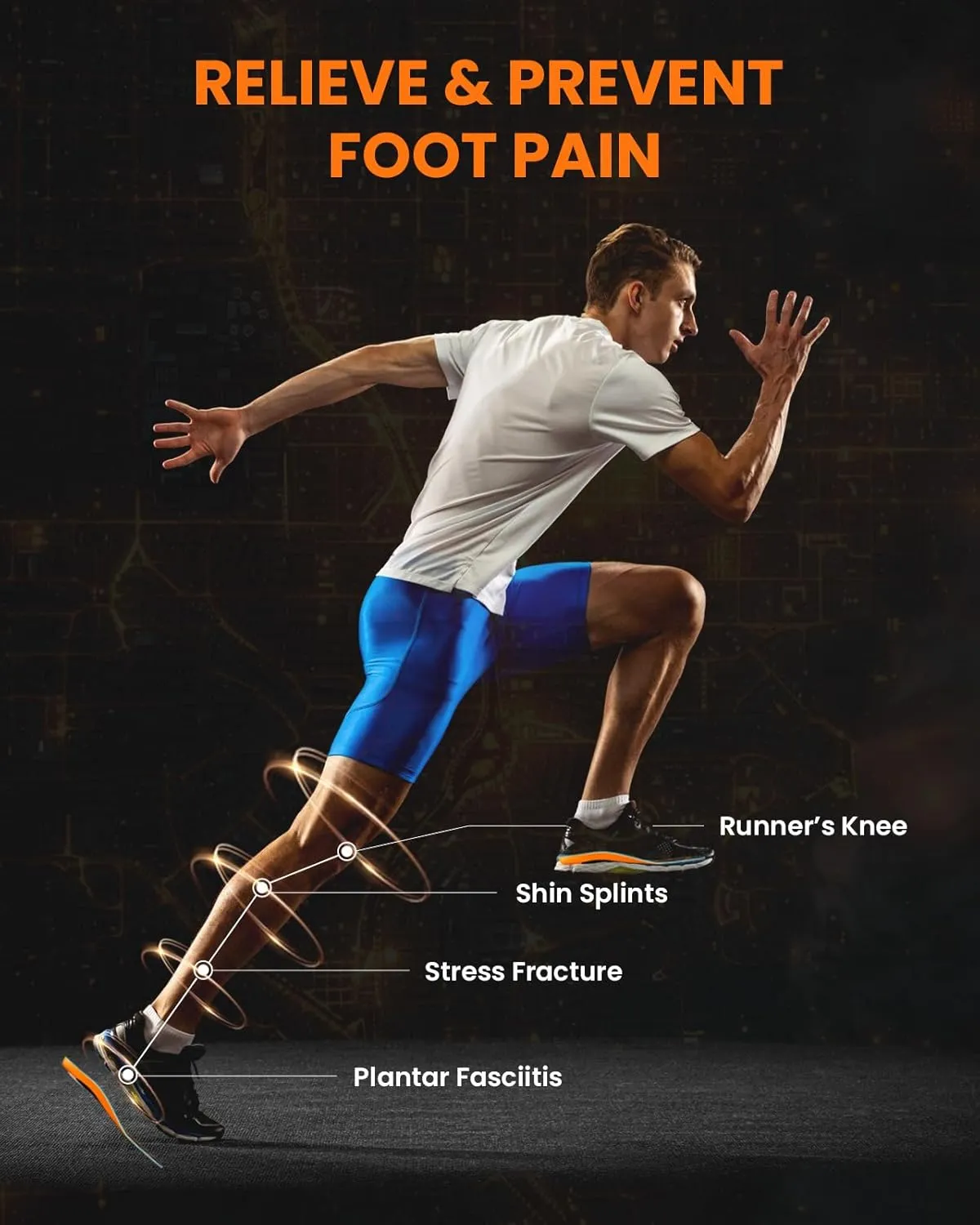 Welnove Performance Running Insoles for Men & Women - Shock Absorption Athletic Shoe Inserts with Low Arch Support, Reduce Muscle Fatigue, Prevent Injuries & Boost Speed - Sneaker Inserts - L