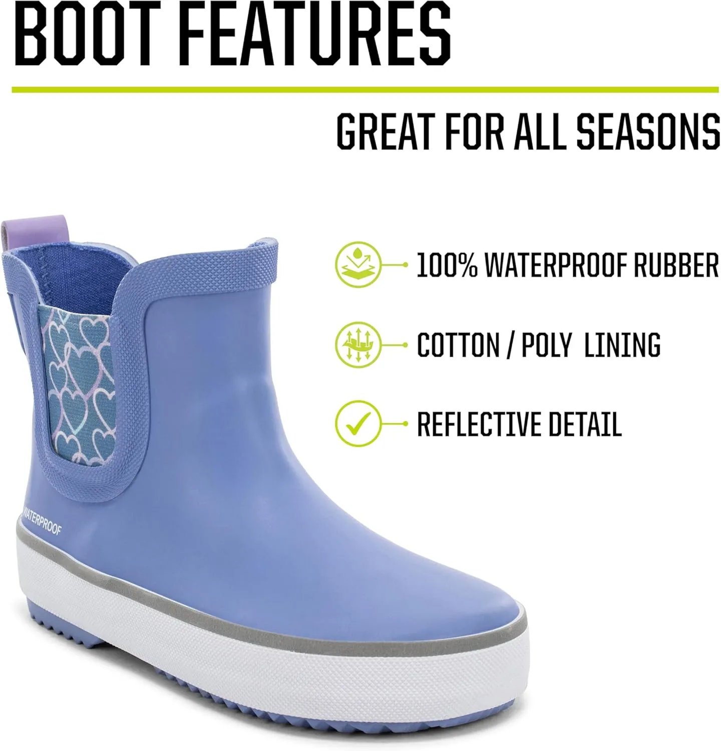 Western Chief Kids Element Chelsea Kid Friendly, Lightweight, Waterproof Rain Boot with Cozy Lining - Perfect Outdoor Boots for Boys and Girls