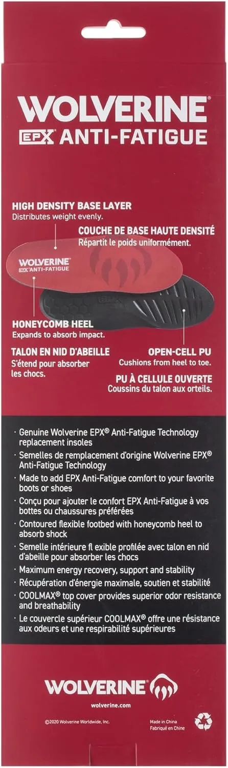 Wolverine Men's EPX Anti-Fatigue Insole, Red, 12 M US