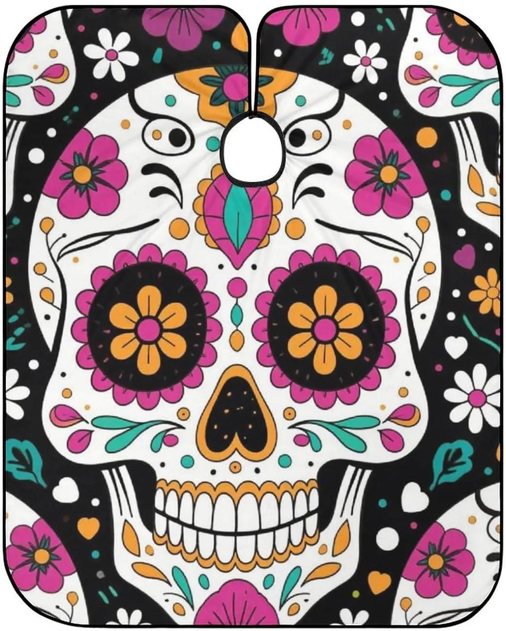 Women Mexican Sugar Skull Flower Art Haircut Barber Cape Cover - Extra Large Hairdressing Apron for Home Stylists, Easy Clean