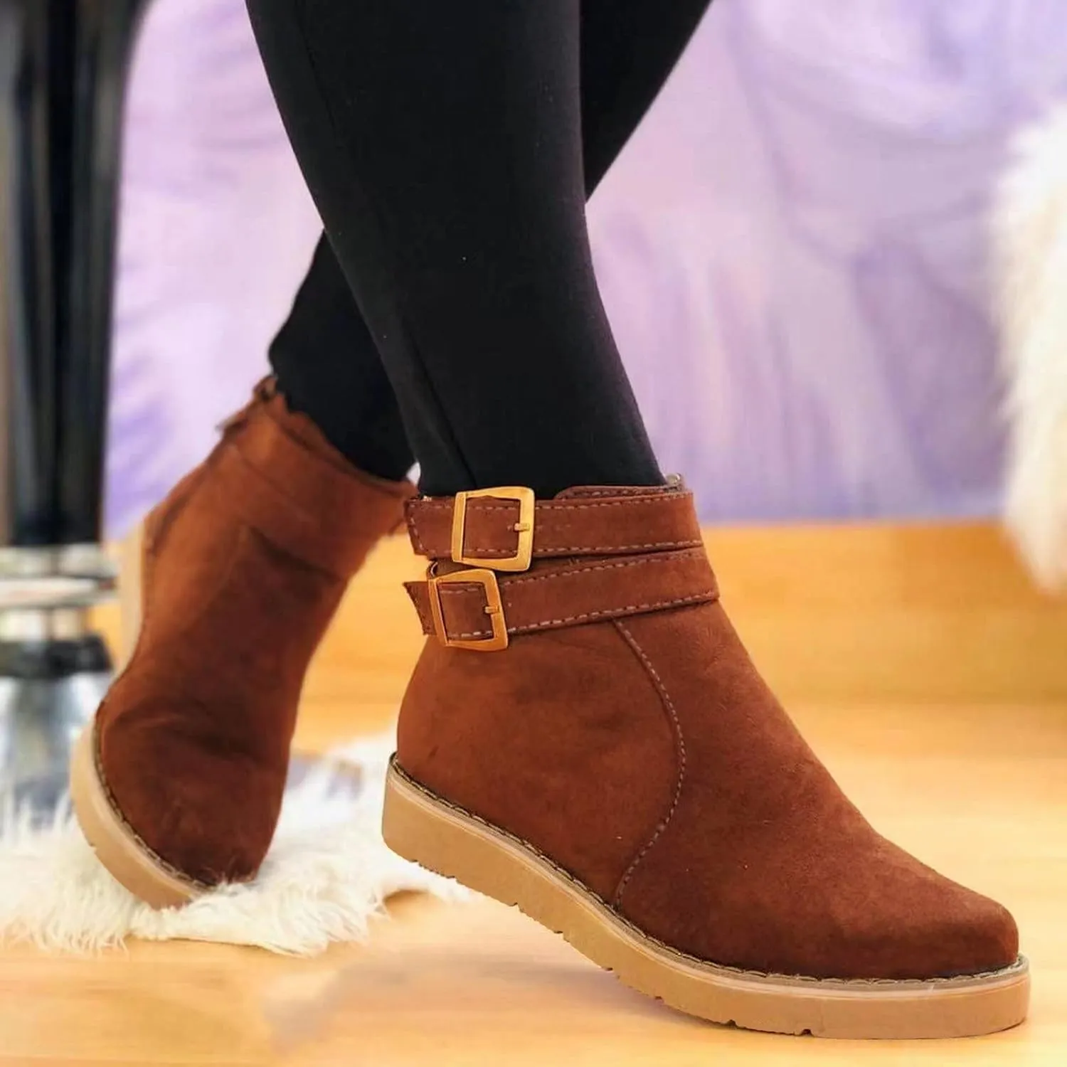 Women's Ankle Boots & Booties Low Heel Suede Leather Fashion Slip on Comfort Fall Winter Short Boots Black Side Zip Classic Booties for Women Ladies Boots