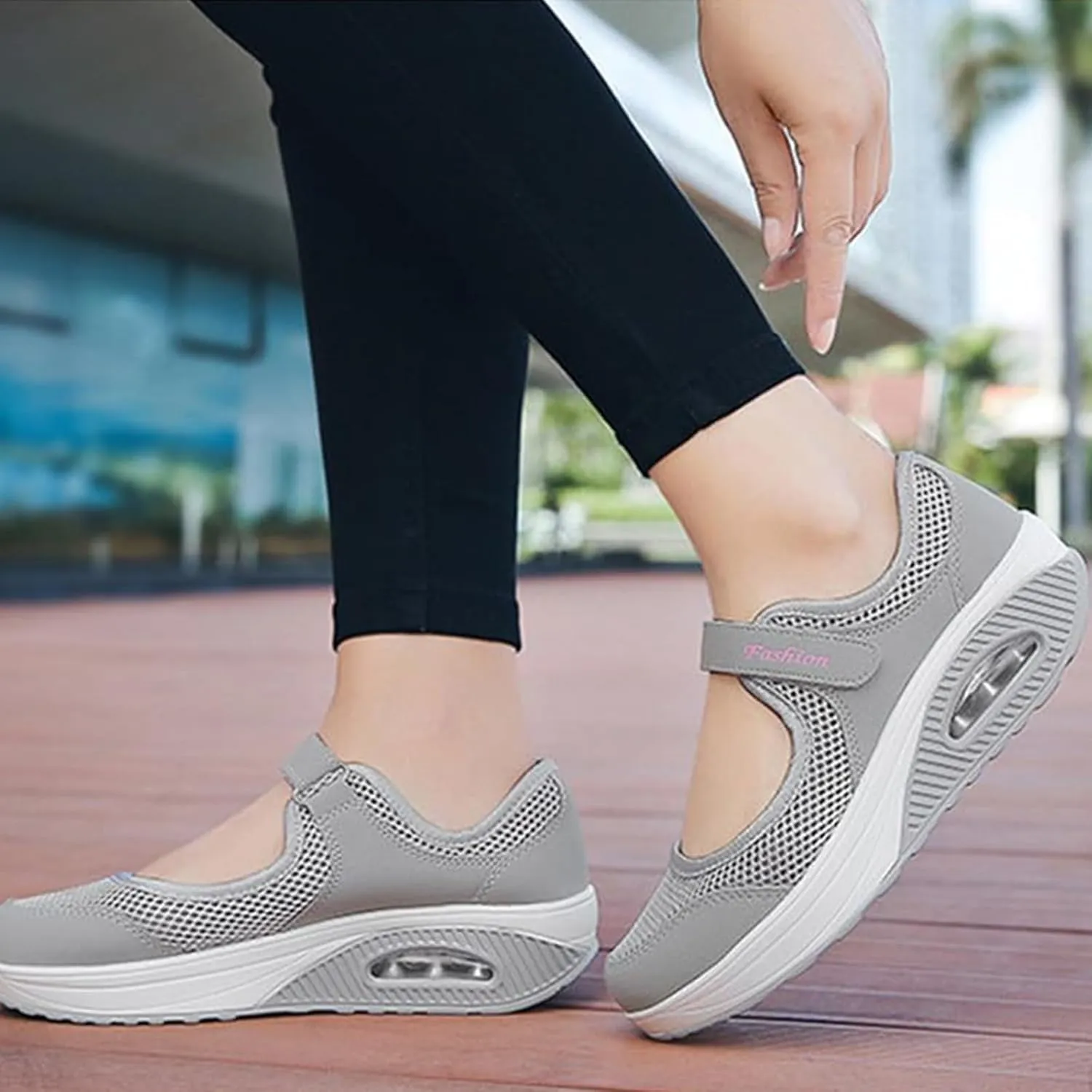 Women's Mesh Adjustable Nurse Shoes Breathable Lightweight Walking Cushion Buffer Fitness Nursing Orthotic Mary Jane Hollow Out Granny Walk Soft-Soled Flats Dance Sneakers Wide Width Non-Slip