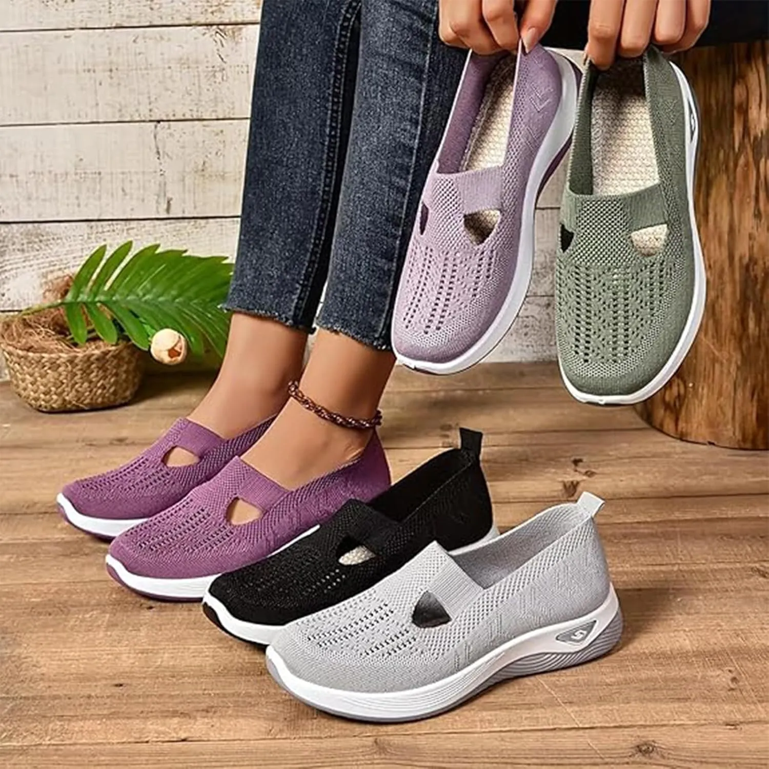 Women's Woven Breathable Soft Sole Shoes, Orthopedic Walking Shoes for Women, Sneakers Breathable Woven DiabeticShoes with Arch Support, Arch Support, Anti-Skid SportsShoes
