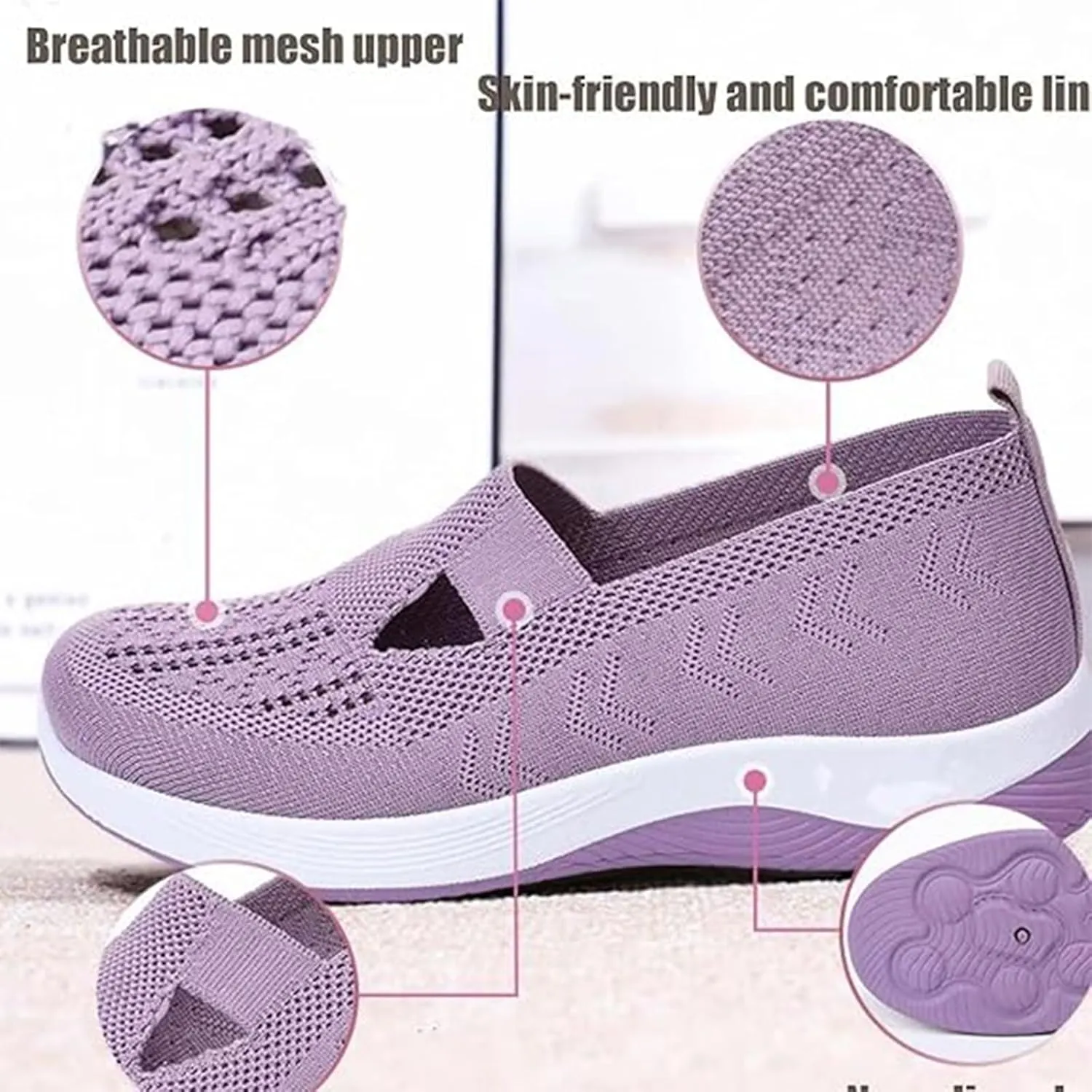 Women's Woven Breathable Soft Sole Shoes, Orthopedic Walking Shoes for Women, Sneakers Breathable Woven DiabeticShoes with Arch Support, Arch Support, Anti-Skid SportsShoes