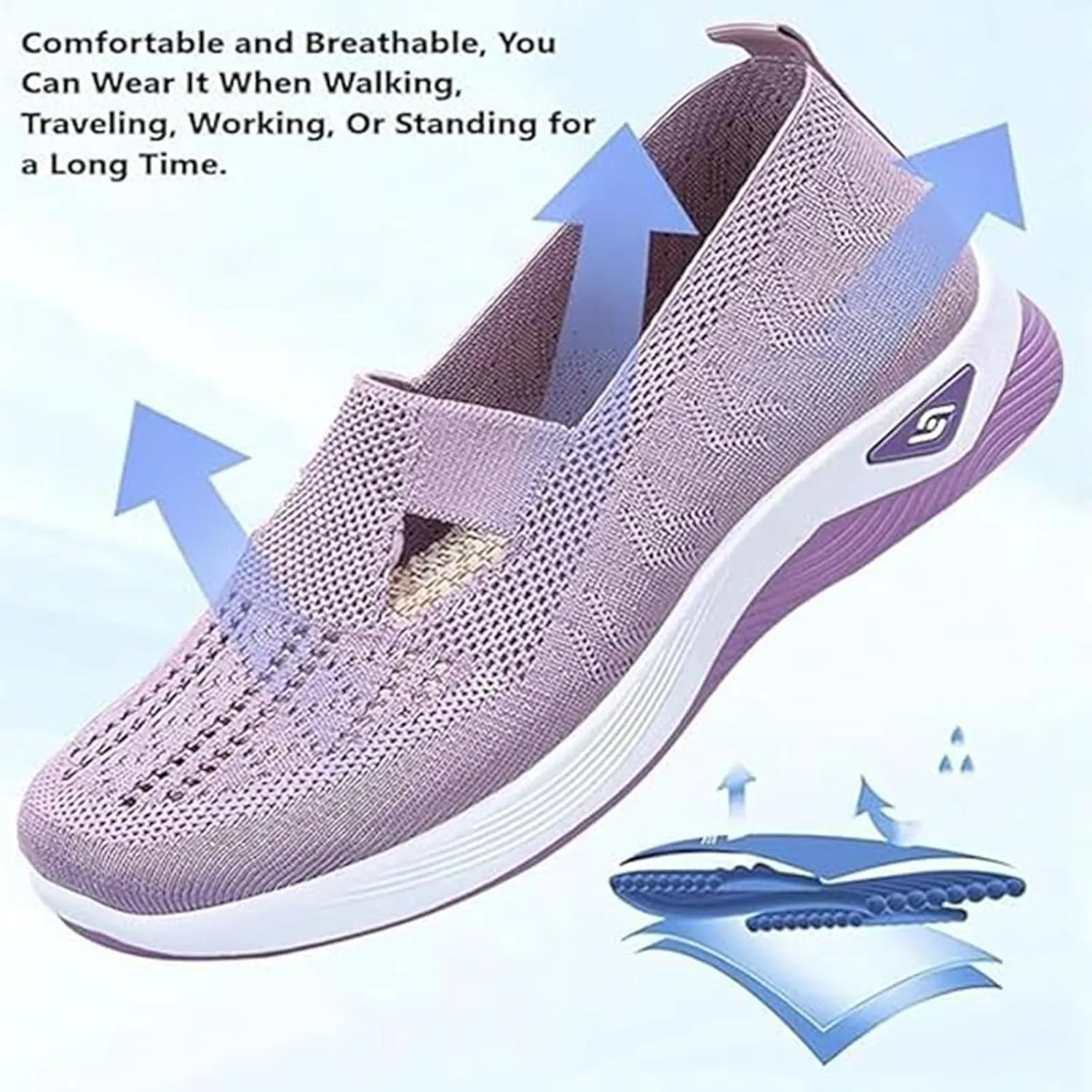 Women's Woven Breathable Soft Sole Shoes, Orthopedic Walking Shoes for Women, Sneakers Breathable Woven DiabeticShoes with Arch Support, Arch Support, Anti-Skid SportsShoes