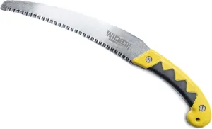 WTG-021 Wicked Tough Beast Large Curved Blade Hand Saw with Sheath, Silver