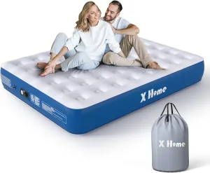 X Home Air Mattress Queen with Built-in Pump, 13" Inflatable Mattress with Dynamic Airflow Coil Technology for Indoor Camping, Guests, Portable Travel, Fast Inflation/Deflation, Carry Bag Included
