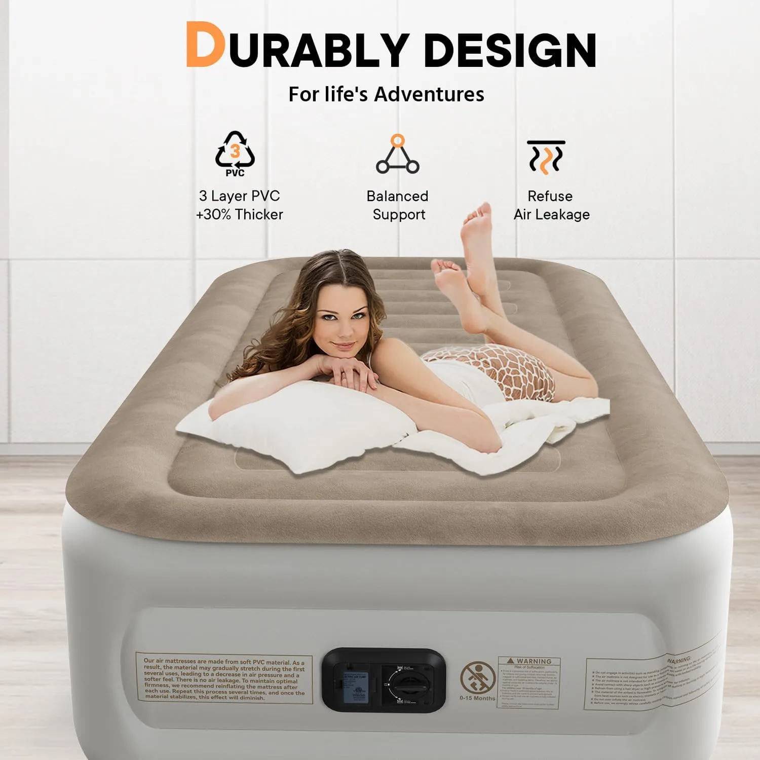 X-Long Twin Air Mattress with Built in Pump,Suit for Home & Guests,Travel Air Mattress Twin XL for Adults,Inflatable Travel Bed,330lb MAX
