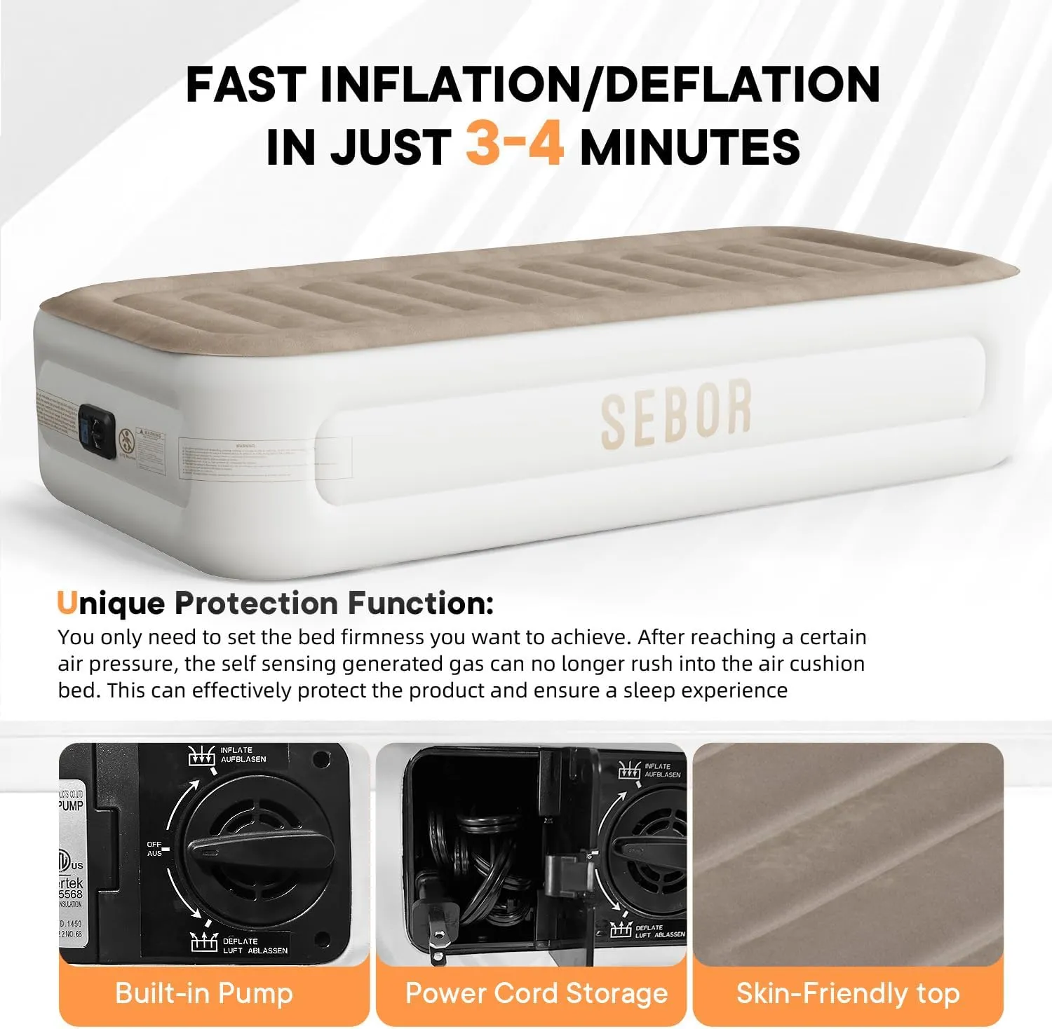 X-Long Twin Air Mattress with Built in Pump,Suit for Home & Guests,Travel Air Mattress Twin XL for Adults,Inflatable Travel Bed,330lb MAX