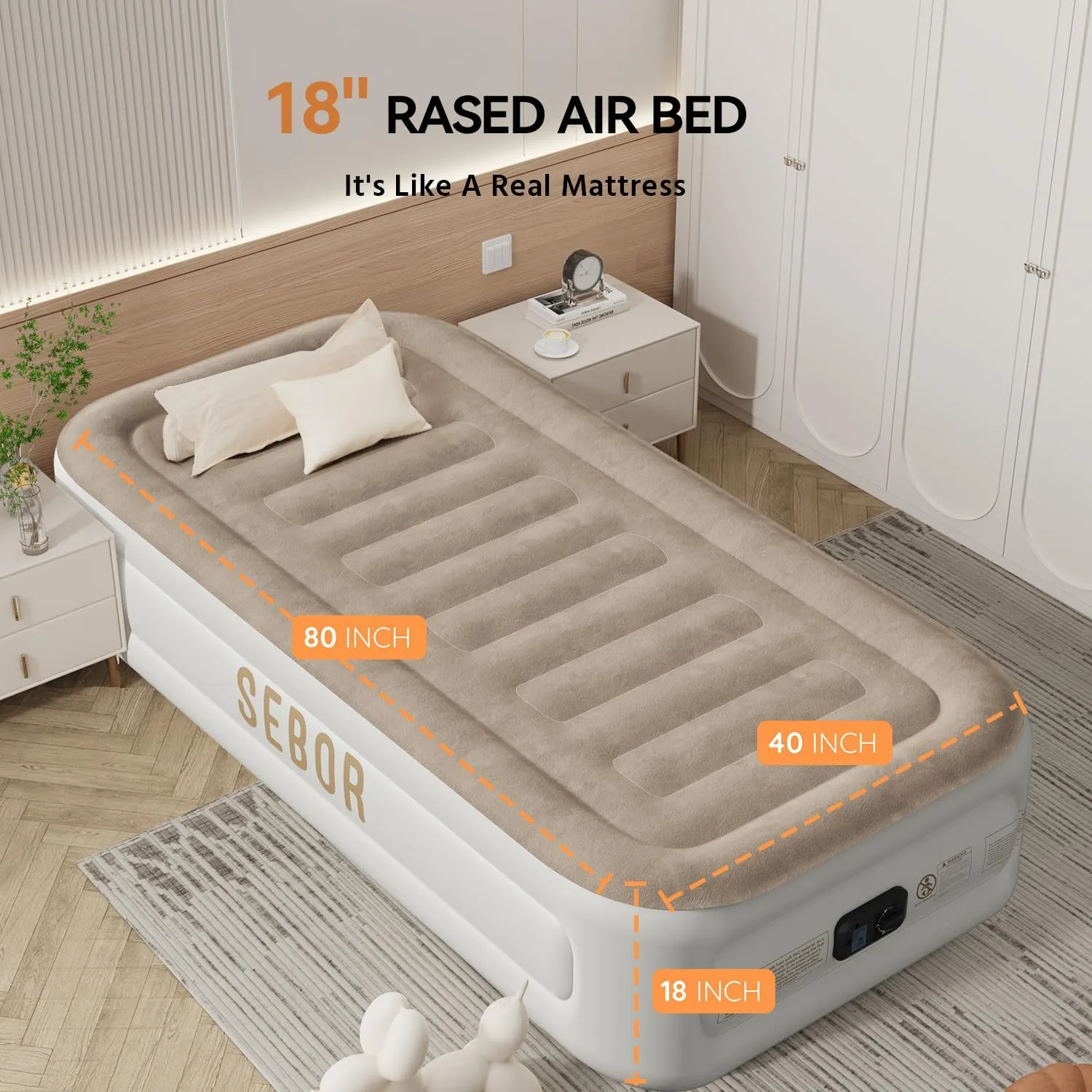 X-Long Twin Air Mattress with Built in Pump,Suit for Home & Guests,Travel Air Mattress Twin XL for Adults,Inflatable Travel Bed,330lb MAX