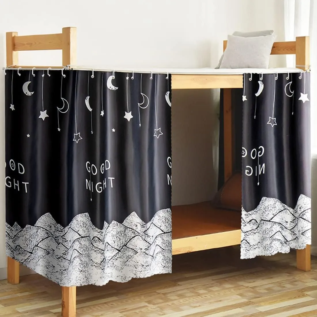 XGOPTS Bottom Bunk Bed Curtains Privacy Curtains Breathable Dustproof Single Bed Blackout Curtains Privacy Cloth Panels Underbed Loft Bed Canopy Tent Curtain Shading Drapes for Dorm