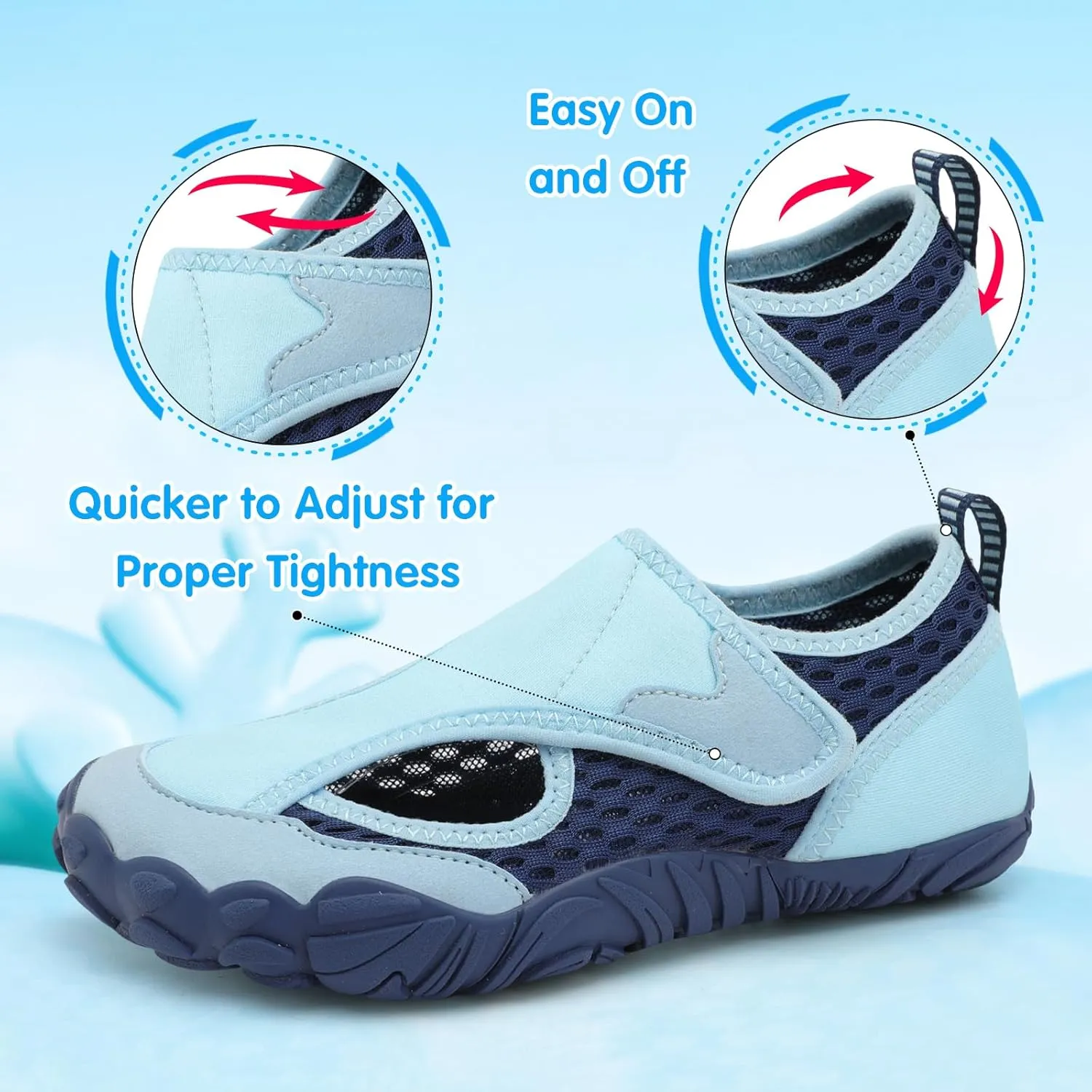 XIHALOOK Water Shoes for Kids Boys Girls Wide Toe Barefoot Quick Dry for Beach Swim Pool Surf Aqua Sports