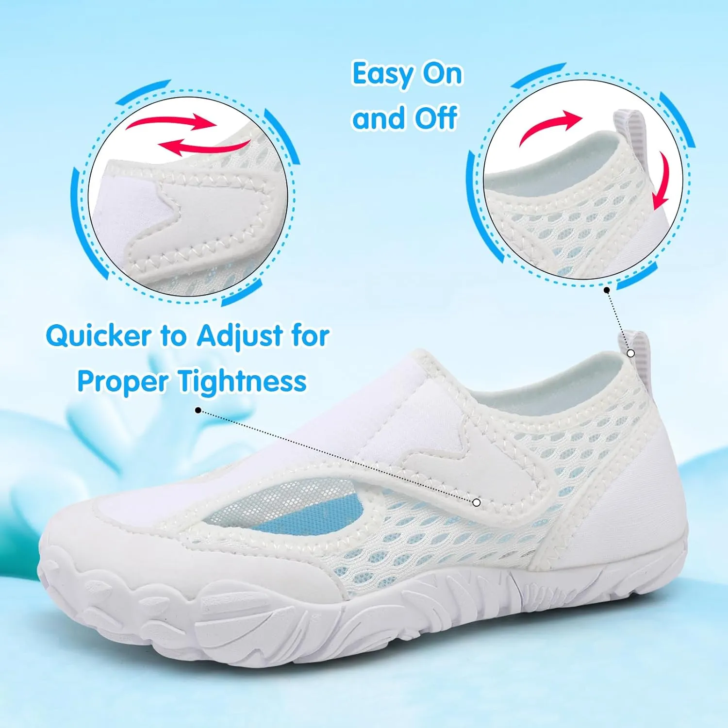 XIHALOOK Water Shoes for Kids Boys Girls Wide Toe Barefoot Quick Dry for Beach Swim Pool Surf Aqua Sports