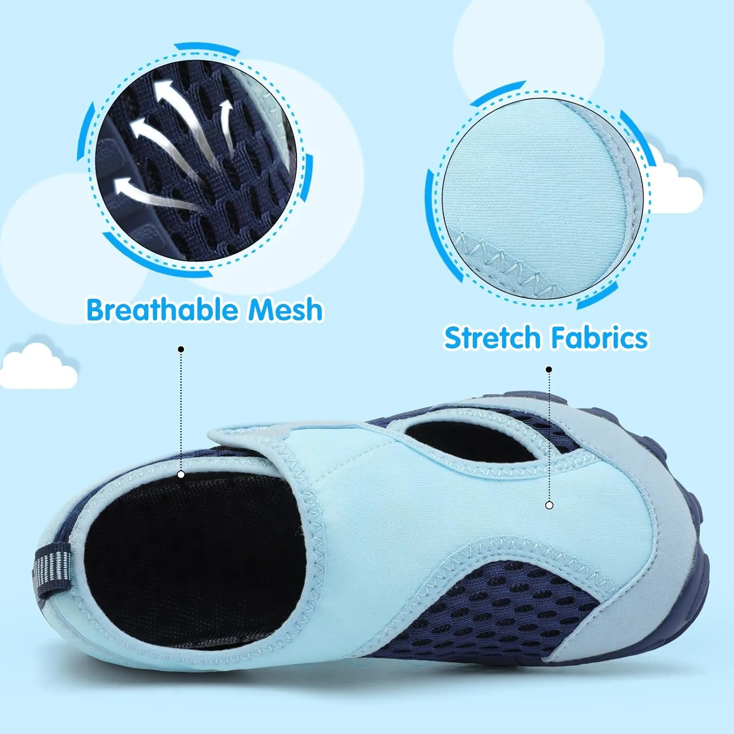 XIHALOOK Water Shoes for Kids Boys Girls Wide Toe Barefoot Quick Dry for Beach Swim Pool Surf Aqua Sports