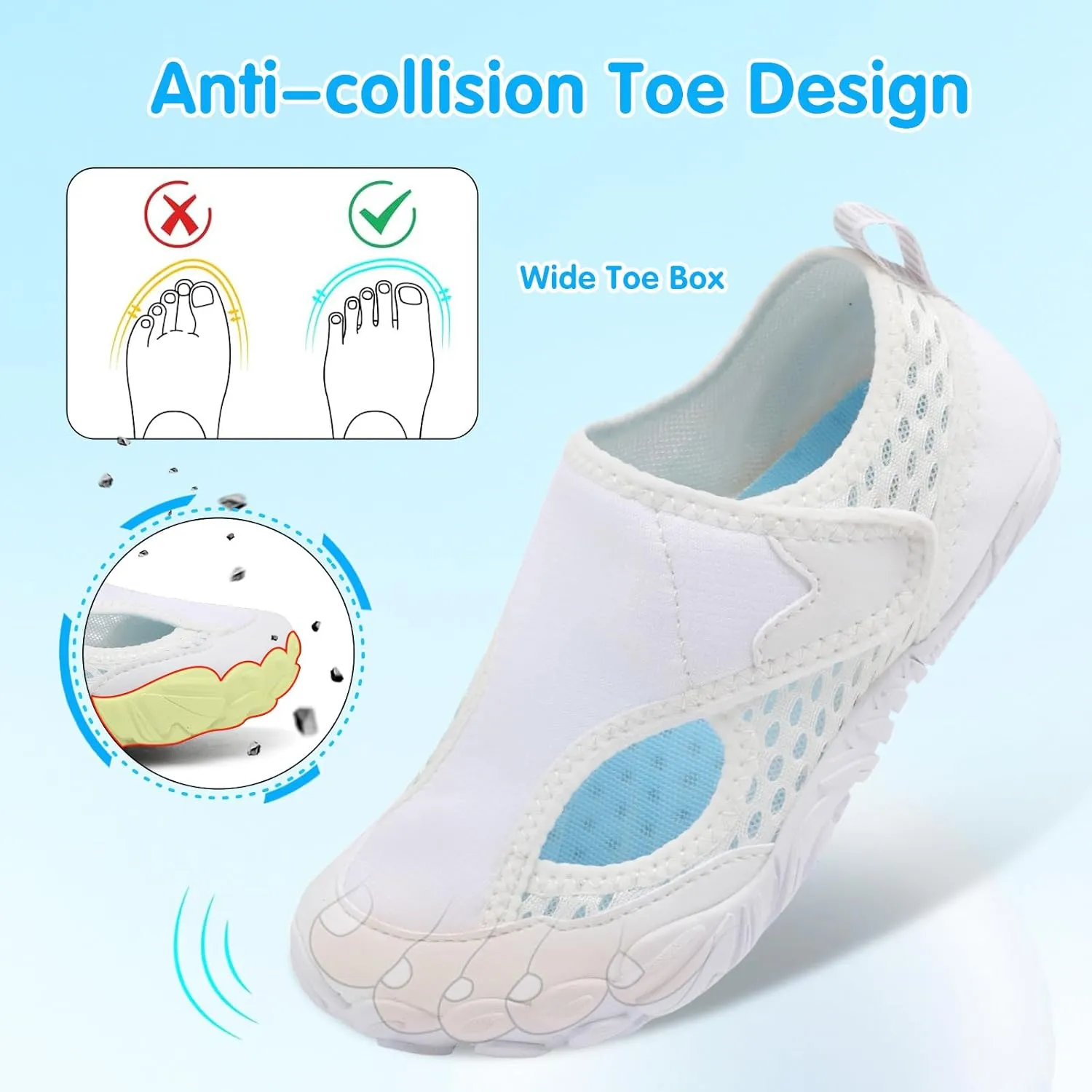 XIHALOOK Water Shoes for Kids Boys Girls Wide Toe Barefoot Quick Dry for Beach Swim Pool Surf Aqua Sports