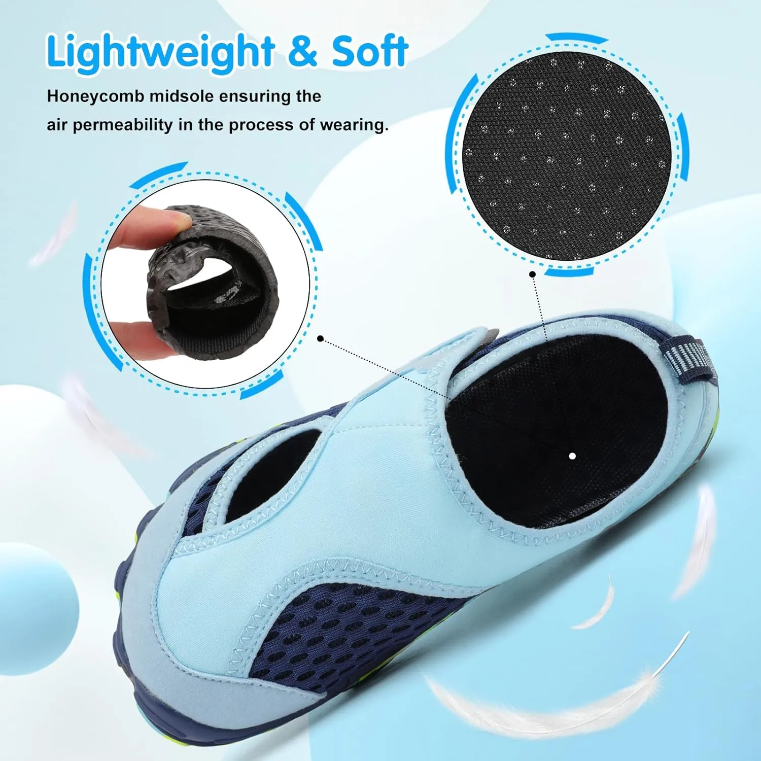 XIHALOOK Water Shoes for Kids Boys Girls Wide Toe Barefoot Quick Dry for Beach Swim Pool Surf Aqua Sports