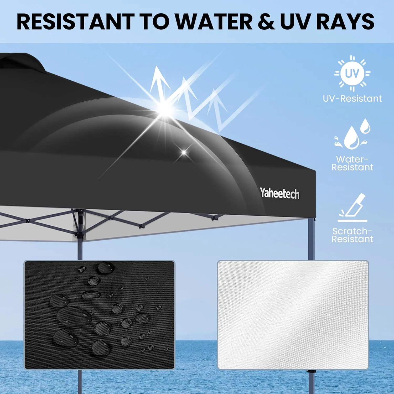 Yaheetech 10x10 Pop-up Canopy Tent w/ 2 Integrated Wheels for Mobility, Waterpoof & Heavy Duty, Instant Sun Shelter with Carry Bag, Weight Bags for Outdoor Camping Beach Patio Parties, Black
