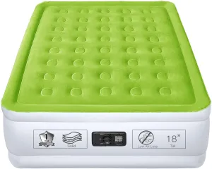 YENING Twin Size Air Mattress with Built in Pump Raised Single Inflatable Bed Blow up Mattressith Camping Airbed 18 Inch Tall