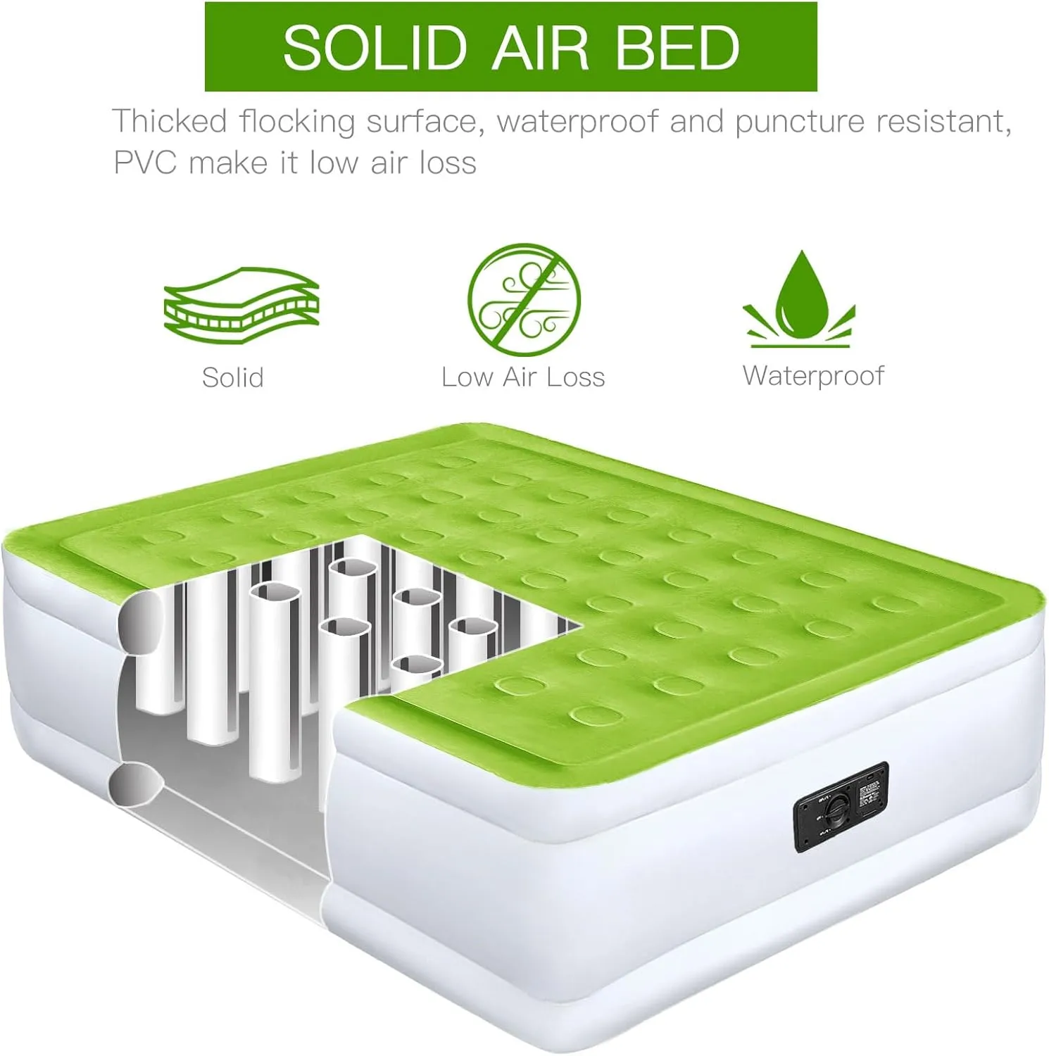 YENING Twin Size Air Mattress with Built in Pump Raised Single Inflatable Bed Blow up Mattressith Camping Airbed 18 Inch Tall