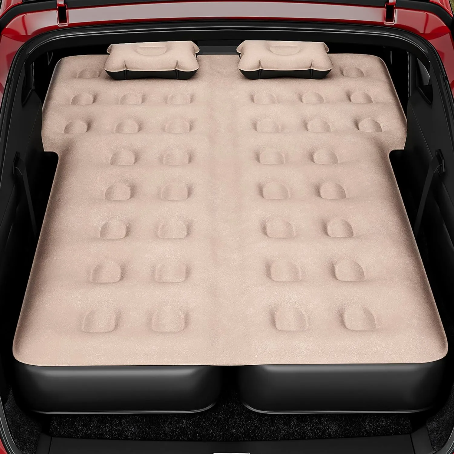 YITAHOME SUV Air Mattress with Pump, Pillows, Carry Bag & Repair Kit, 10" Inflatable Car Camping Bed for SUV, Jeep Wrangler, 4Runner & Mid-to-Large SUVs, Brown&Black