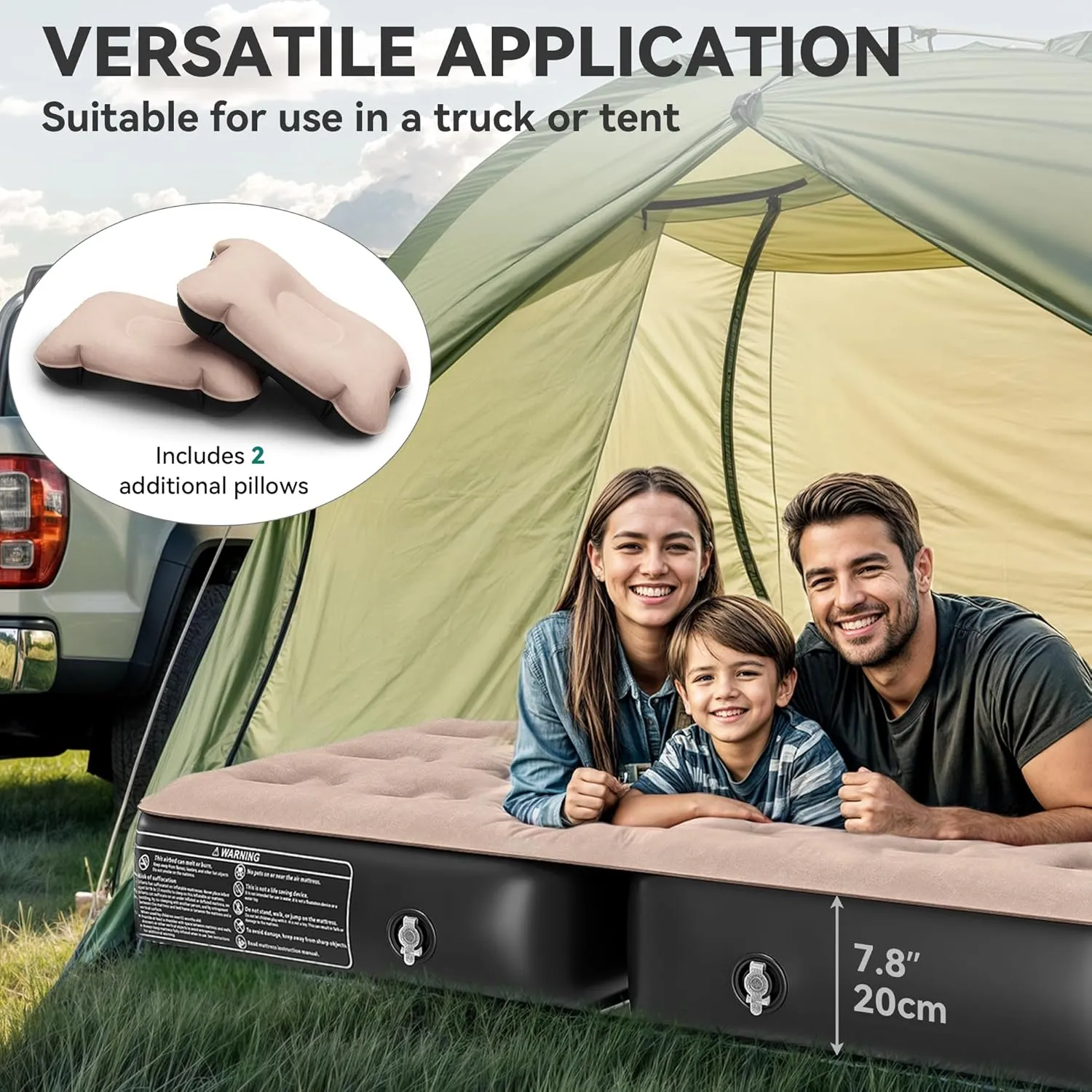 YITAHOME SUV Air Mattress with Pump, Pillows, Carry Bag & Repair Kit, 10" Inflatable Car Camping Bed for SUV, Jeep Wrangler, 4Runner & Mid-to-Large SUVs, Brown&Black