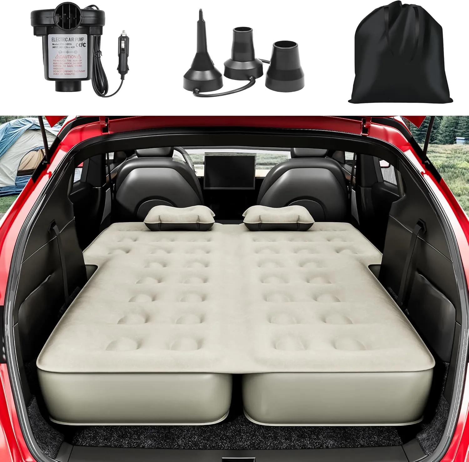 YITAHOME SUV Air Mattress with Pump, Pillows, Carry Bag & Repair Kit, 10" Inflatable Car Camping Bed for SUV, Jeep Wrangler, 4Runner & Mid-to-Large SUVs, Gray