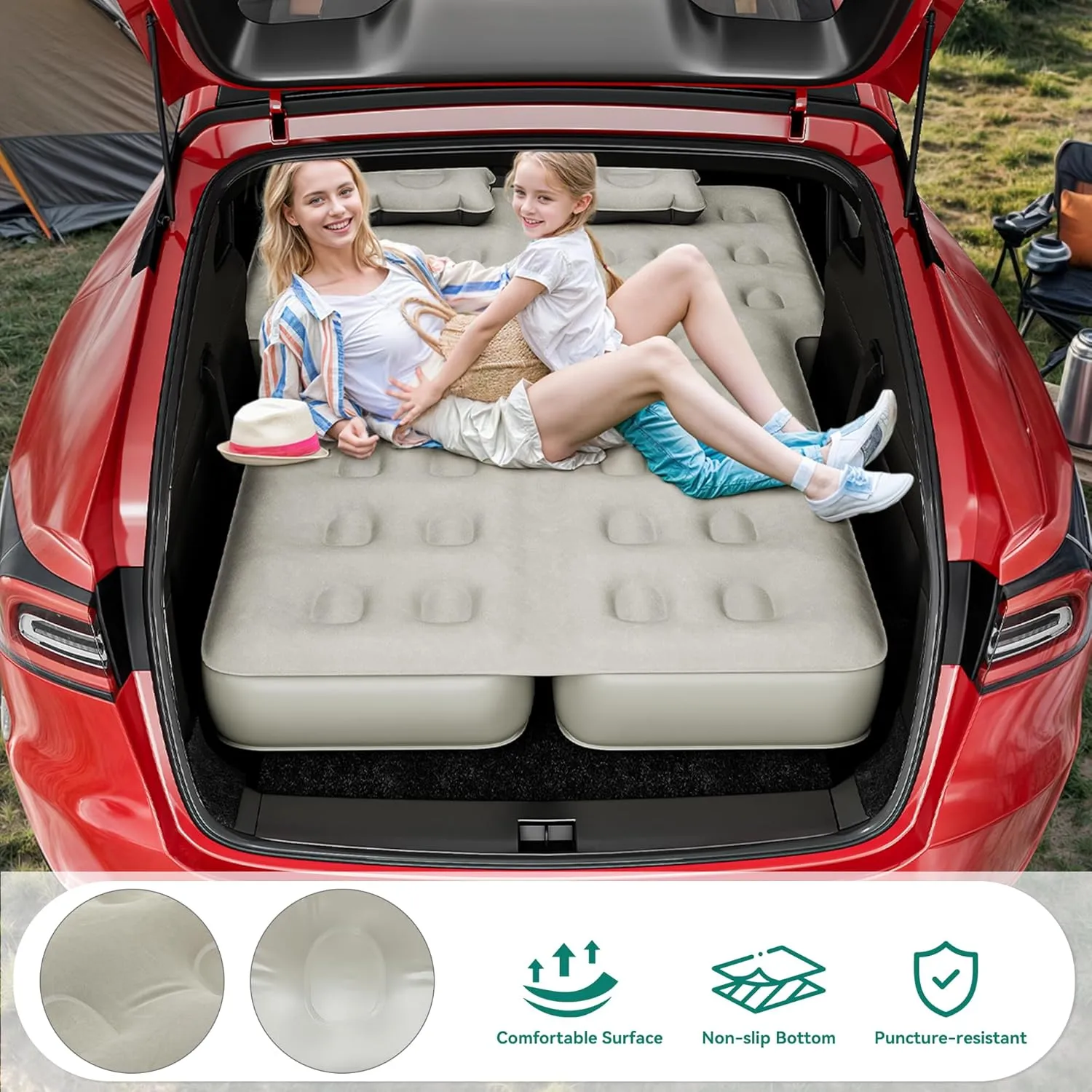 YITAHOME SUV Air Mattress with Pump, Pillows, Carry Bag & Repair Kit, 10" Inflatable Car Camping Bed for SUV, Jeep Wrangler, 4Runner & Mid-to-Large SUVs, Gray