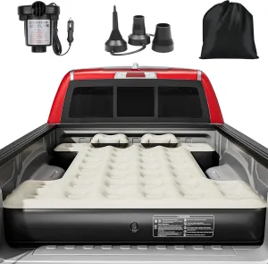 YITAHOME Truck Bed Air Mattress for 5.5-5.8 ft Full-Size Short Truck Beds, Inflatable Car Mattress Bed with Pump, Pillows, Carry Bag & Repair Kit for Outdoor, Travel, Camping (Black&Gray)