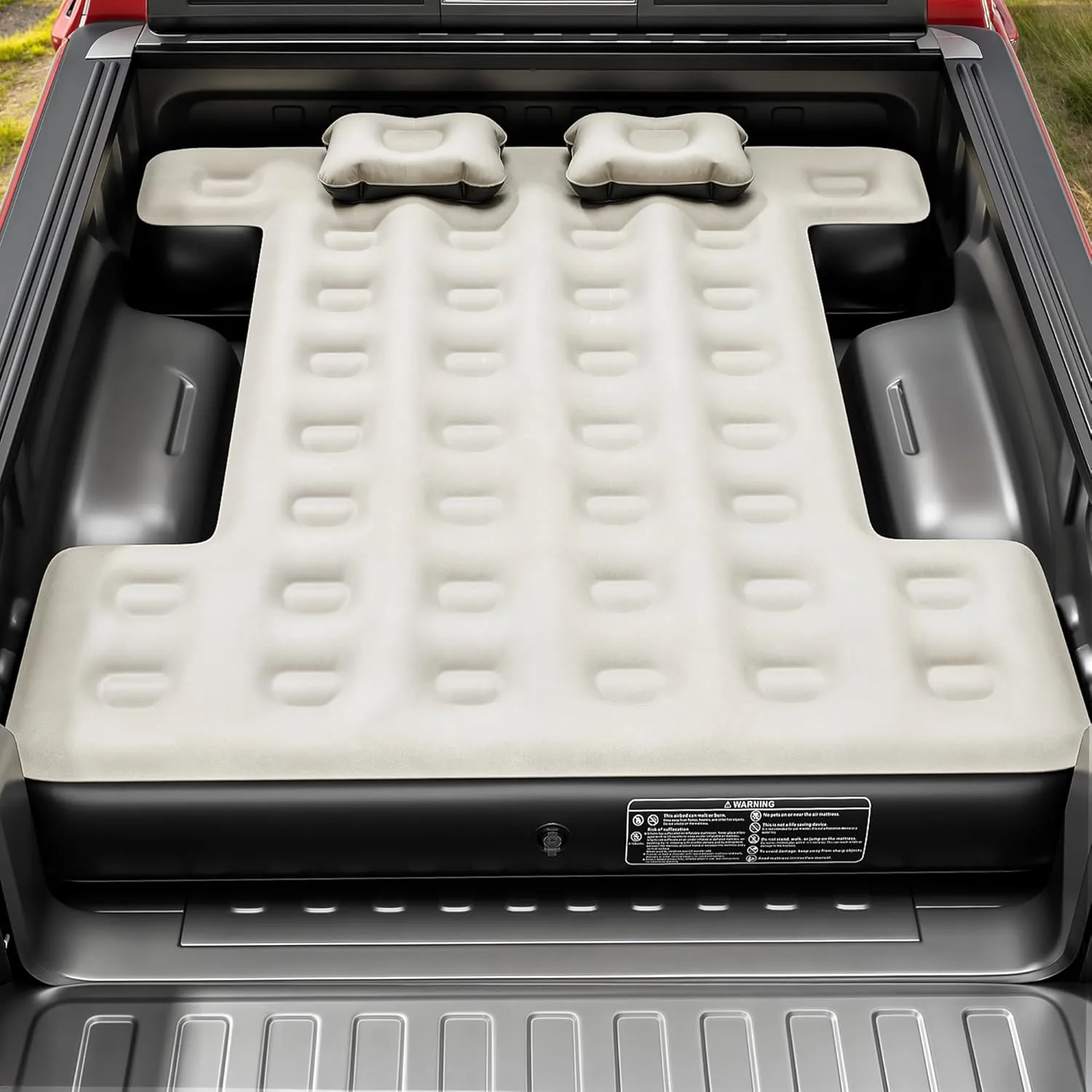 YITAHOME Truck Bed Air Mattress for 5.5-5.8 ft Full-Size Short Truck Beds, Inflatable Car Mattress Bed with Pump, Pillows, Carry Bag & Repair Kit for Outdoor, Travel, Camping (Black&Gray)