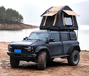 Your Camping Experience with Amphibious Inflatable Roof Tent, Quick Setup & Use for Cars and SUVs, Khaki & Black