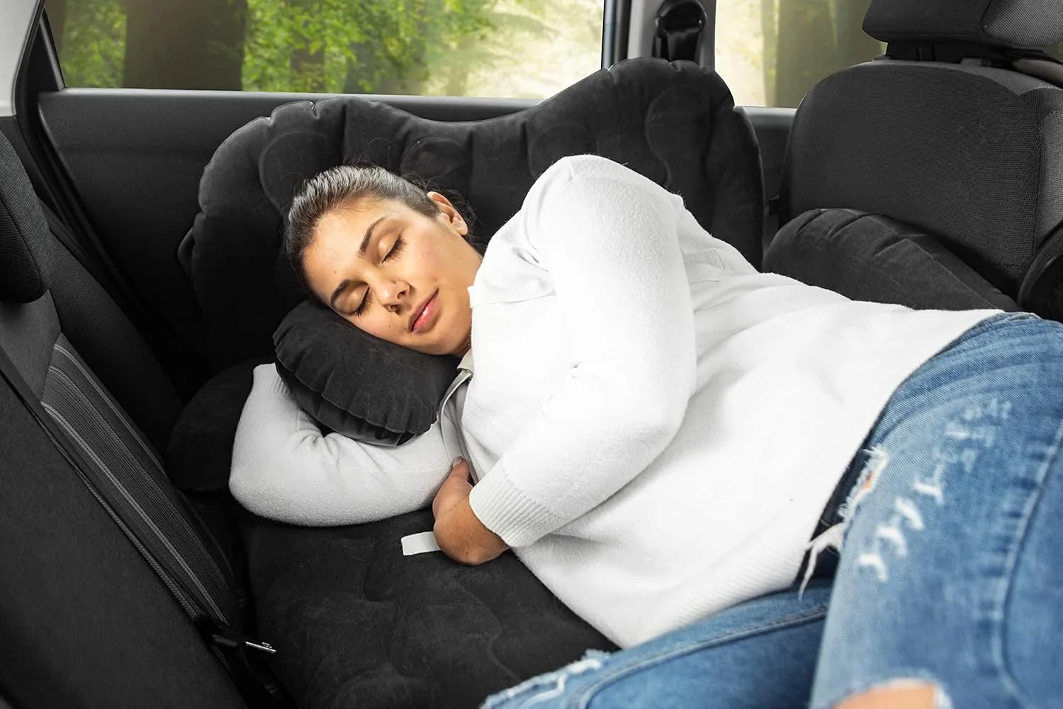 Zento Deals Inflatable Air Mattress for Car - Portable Travel Bed with Pillows for Camping, Sleeping Outdoors - Universal for SUV, Truck and RV Back Seat (Pack 1)