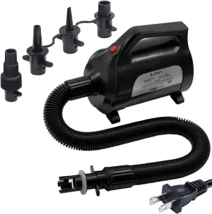 ZOOMBROS Electric Air Pump 120V for Inflatable Towable Tube/Boat/Air Mattress/Swim Ring/Pool Toy/Snorkel/Water Sports with 5 Valve Adapters